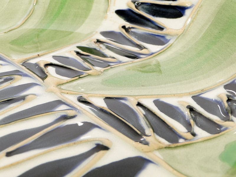 Patera Kora, zielony, fajans, proj. E. Piwek-Białoborska, Włocławek, Polska, lata 60. - 230913