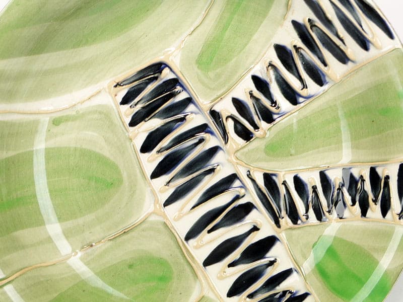 Patera Kora, zielony, fajans, proj. E. Piwek-Białoborska, Włocławek, Polska, lata 60. - 230910