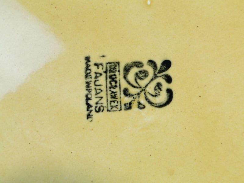 Komplet do ciasta, żółty, fajans szkliwiony, Włocławek, Polska, lata 50. - 230937