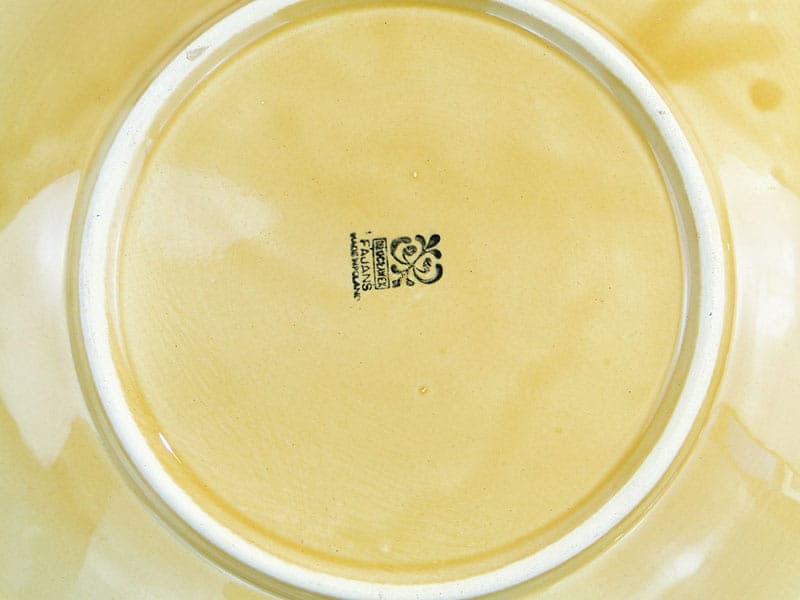 Komplet do ciasta, żółty, fajans szkliwiony, Włocławek, Polska, lata 50. - 230943