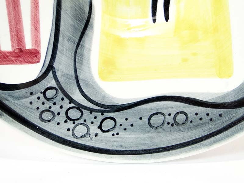 Patera Kapelusz, multikolor, fajans szkliwiony, proj. J. Sowiński, Włocławek, Polska, lata 50. - 230971