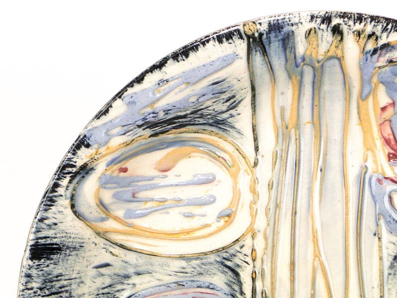 Patera dekoracyjna Kora, multikolor, fajans, proj. E. Piwek-Białoborska, Włocławek, Polska, lata 60. - 230983