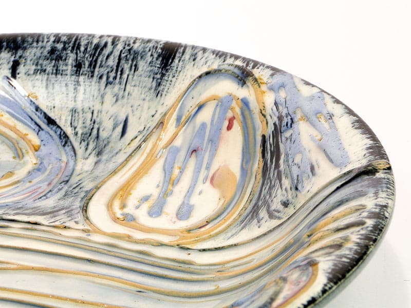 Patera dekoracyjna Kora, multikolor, fajans, proj. E. Piwek-Białoborska, Włocławek, Polska, lata 60. - 230978