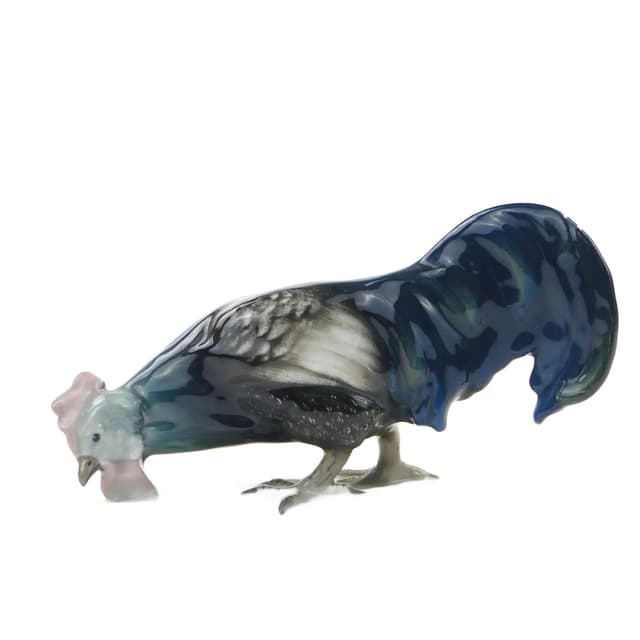 Figurka koguta, secesja, granatowy, porcelana, Austria, I poł. XX w. - WYMIARY