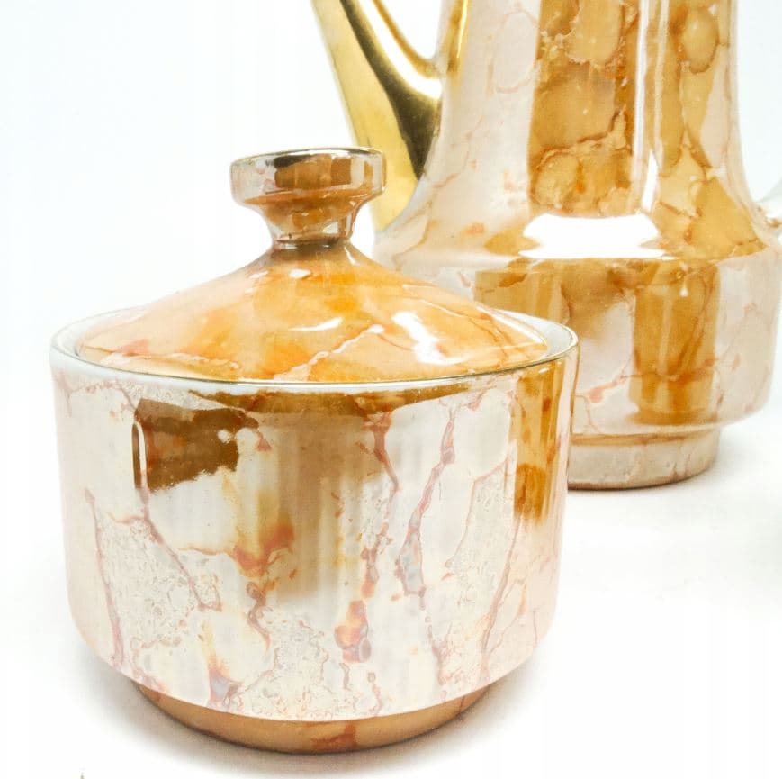 Zestaw dzbanek, cukiernica i mlecznik Roman, mid-century modern, porcelana, Chodzież, Polska, lata 70. - 231122