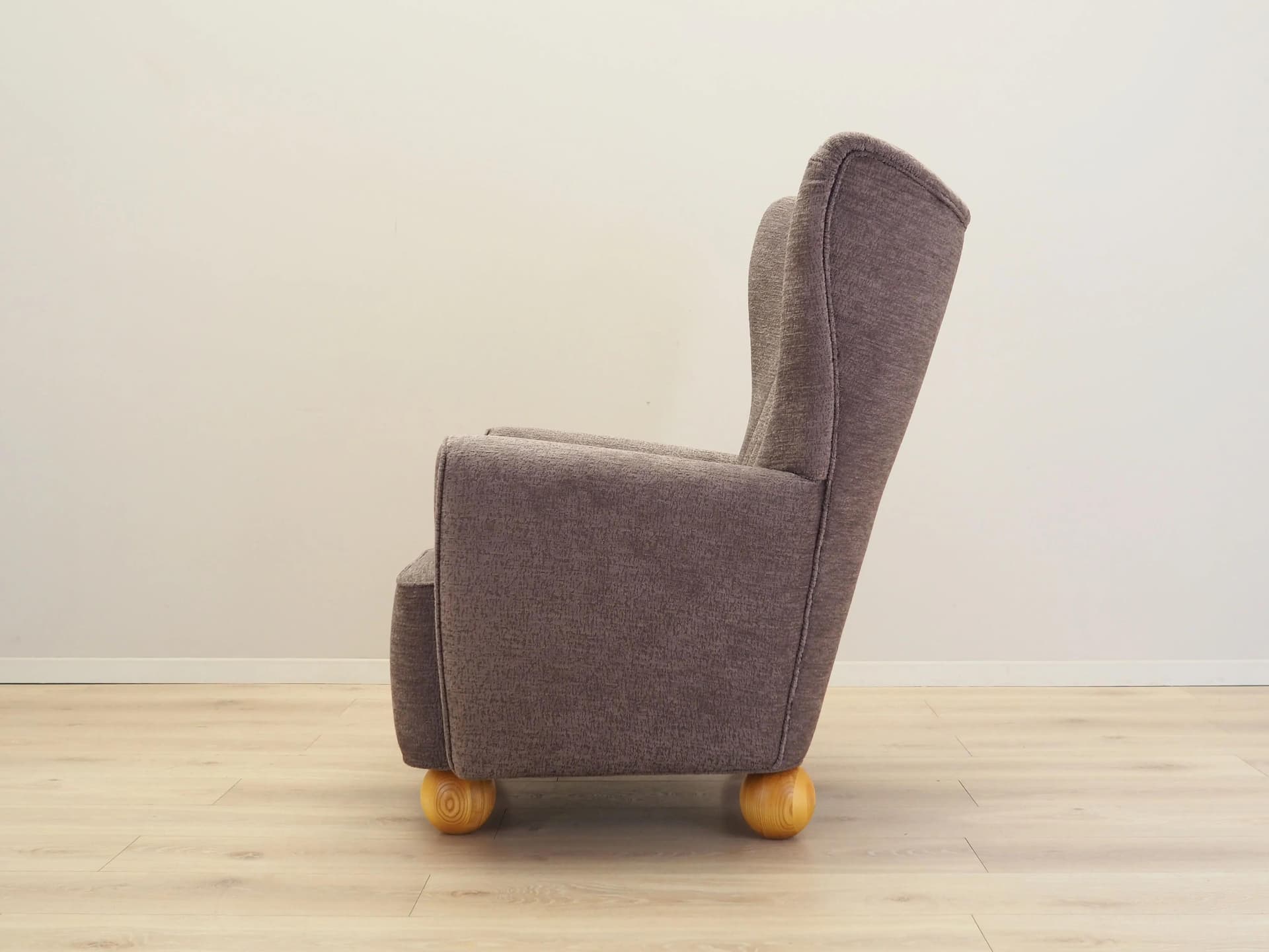 Armchair, Scandinavian design, grey, wood, Denmark, 1960s. - 17536