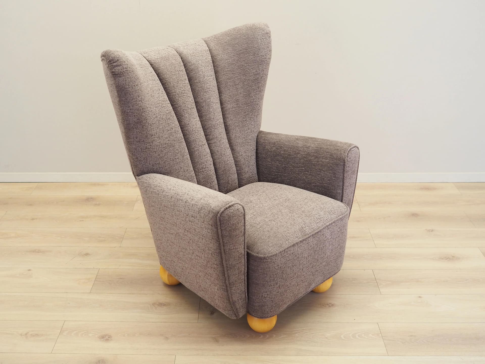 Armchair, Scandinavian design, grey, wood, Denmark, 1960s. - 17541