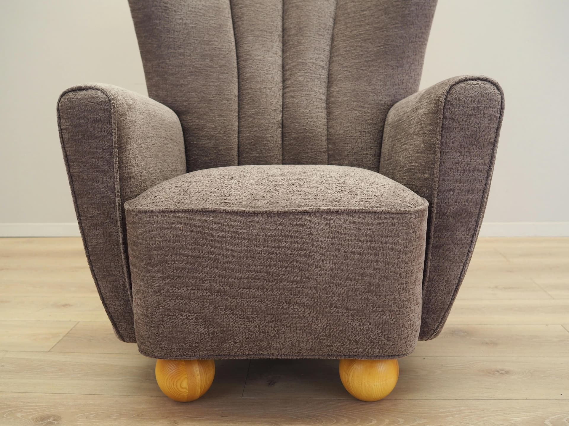 Armchair, Scandinavian design, grey, wood, Denmark, 1960s. - 17544