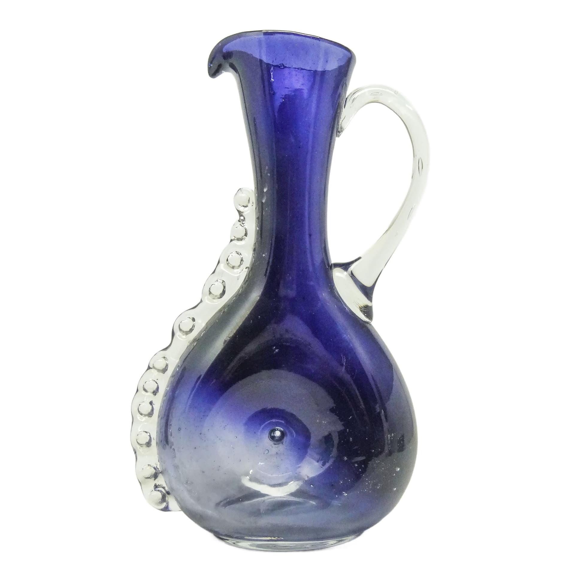 Dzbanek Mid-Century Modern, szkło dwuwarstwowe kobaltowe, proj. K. Gorski, Polska, lata 70.