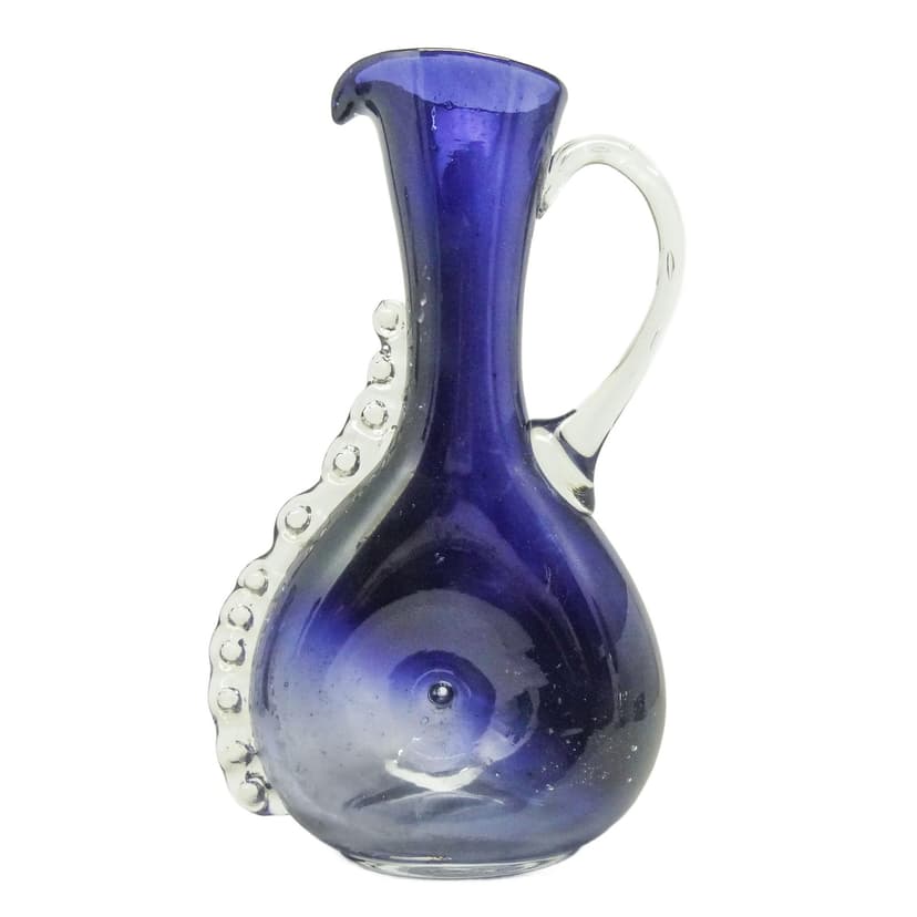 Dzbanek Mid-Century Modern, szkło dwuwarstwowe kobaltowe, proj. K. Gorski, Polska, lata 70.
