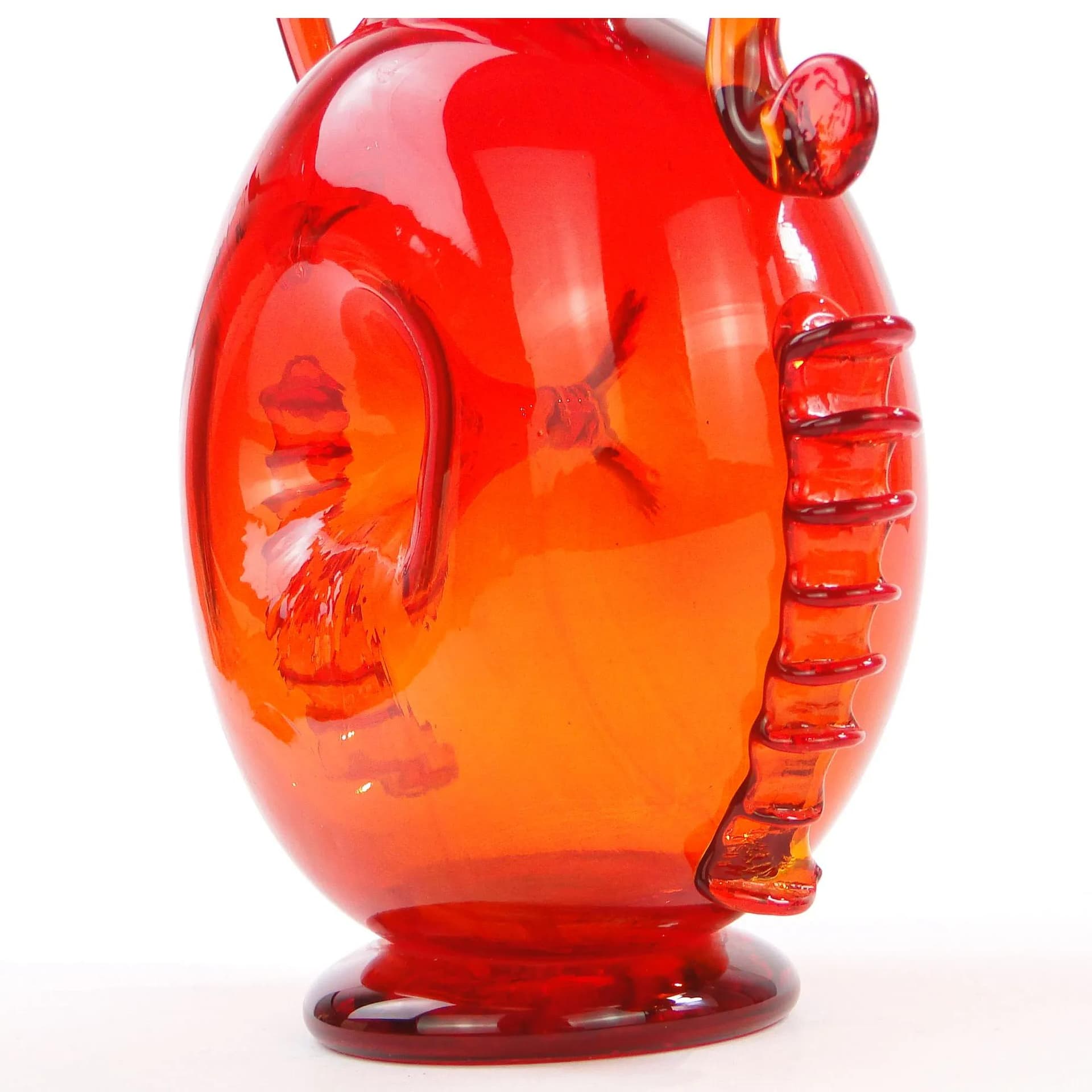 Vase z pępkiem, red glass, by J. Słuczan-Orkusz, Poland, 1970s. - 17140