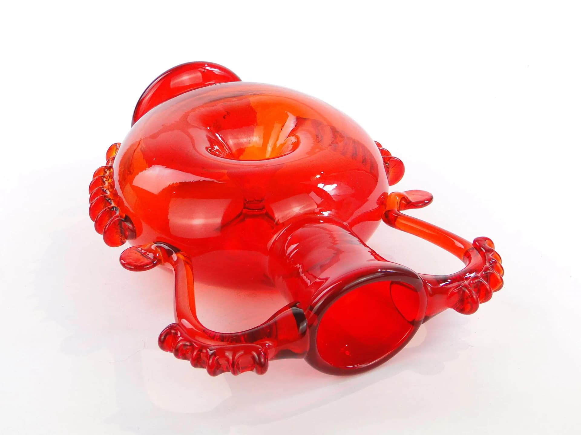 Vase z pępkiem, red glass, by J. Słuczan-Orkusz, Poland, 1970s. - 17142