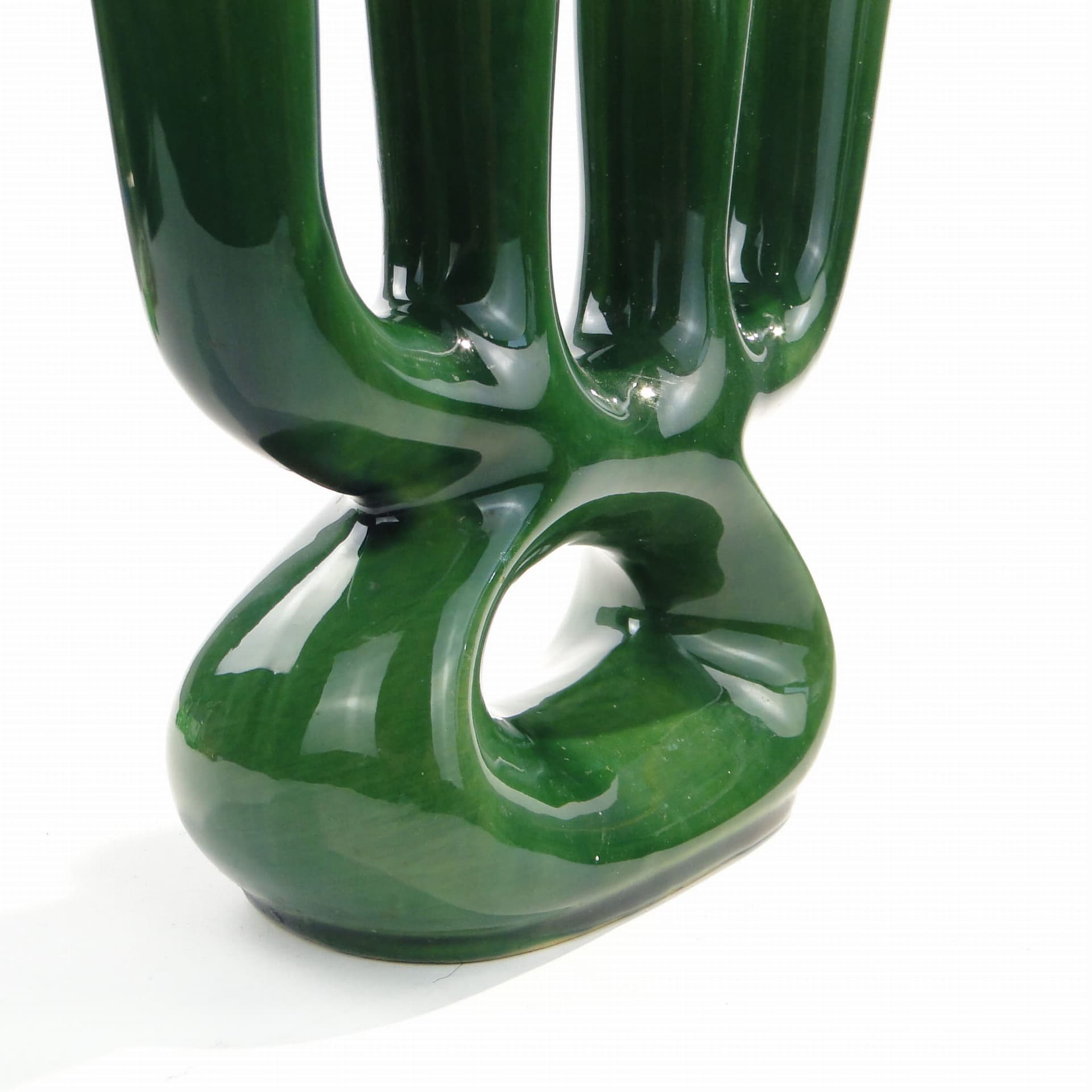 Świecznik Kwartet, ceramika zielona, proj. M. Worotyńska, Polska, lata 60. - 232048