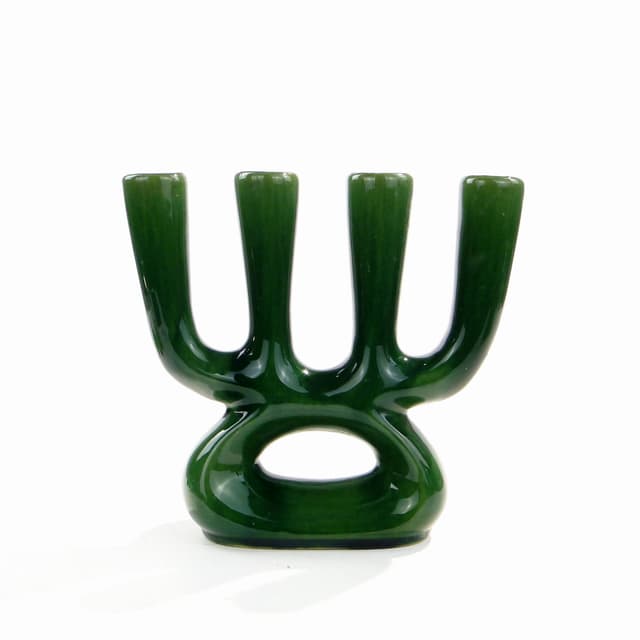 Świecznik Kwartet, ceramika zielona, proj. M. Worotyńska, Polska, lata 60. - WYMIARY
