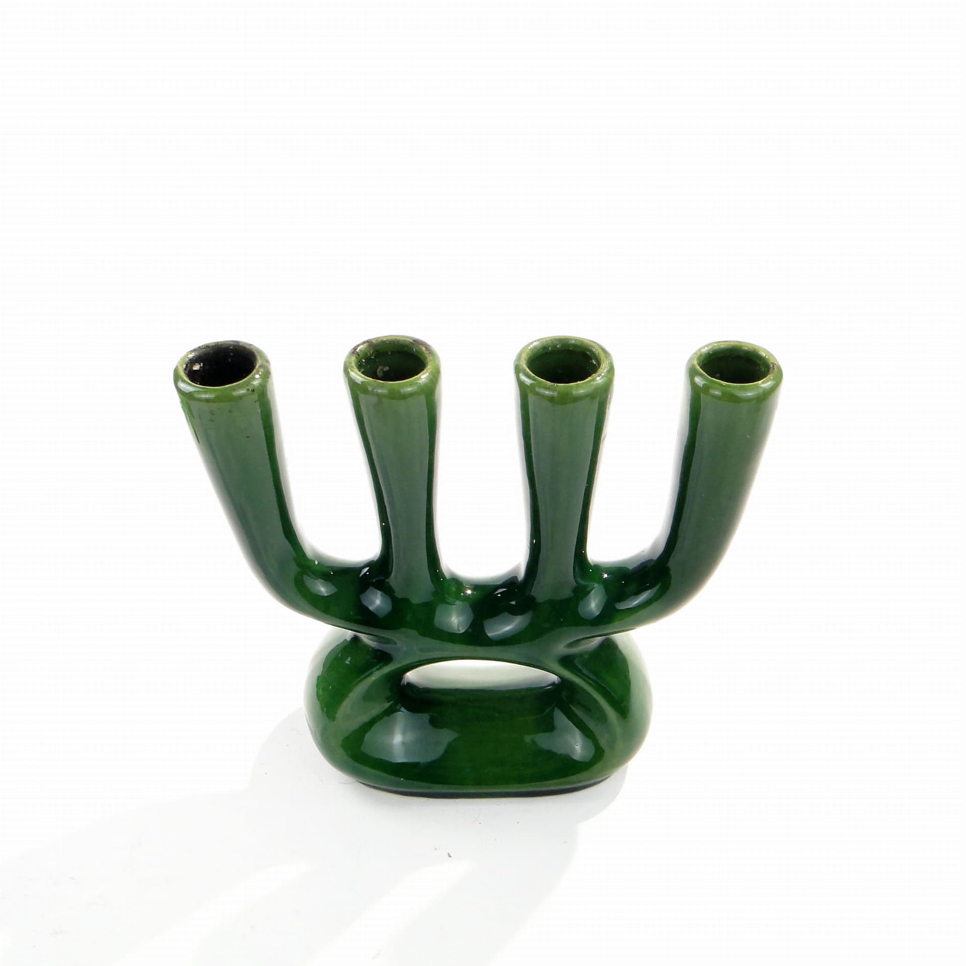 Świecznik Kwartet, ceramika zielona, proj. M. Worotyńska, Polska, lata 60. - 232050