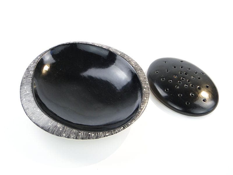 Patera ikebana, porcelana czarna, Chodzież, Polska, lata 60. - 232138