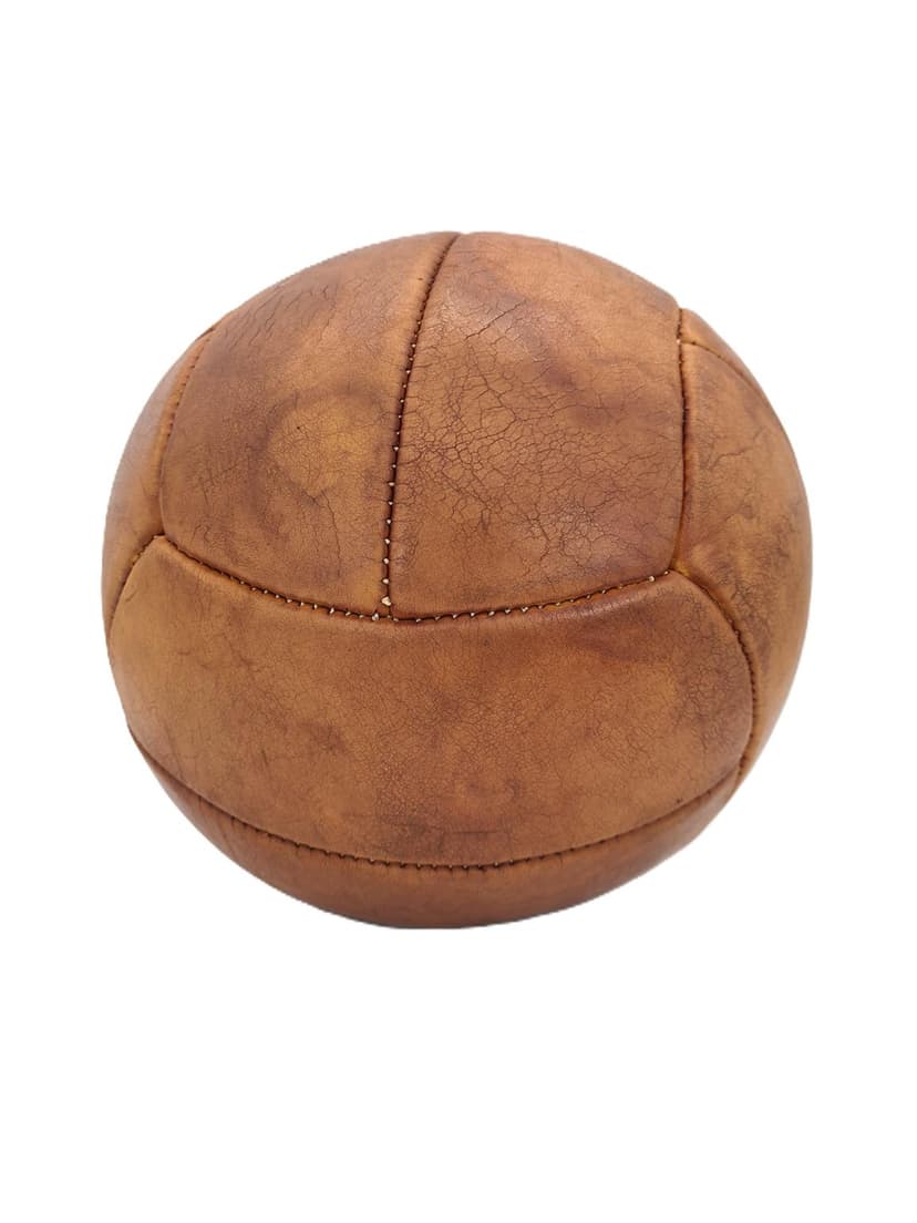 Piłka lekarska, brązowy, skóra naturalna, lata 60.