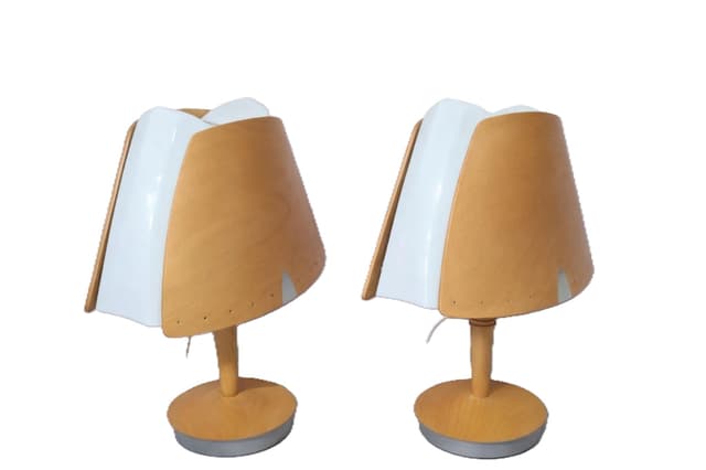Para lamp stołowych Lucid, biały, sklejka, plastik, metal, Szwecja - WYMIARY