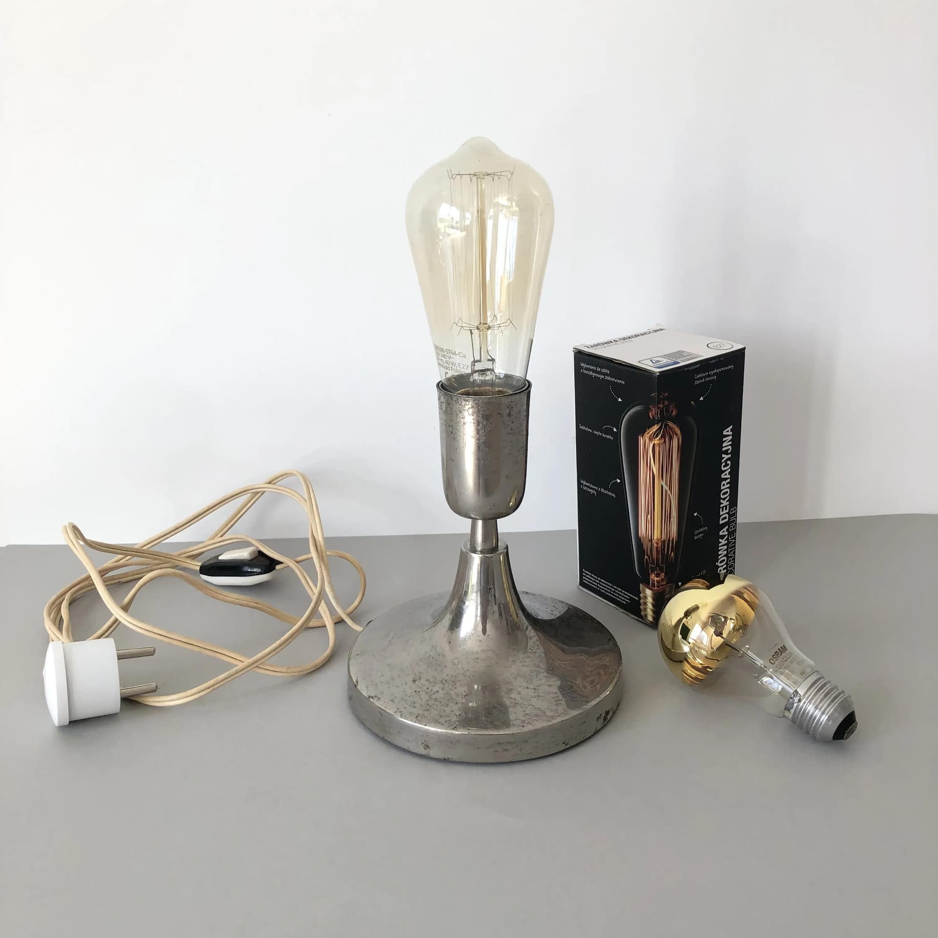 Bedside Lamp LN-3, silver, chrome steel, Poland, 1970s. - 17692