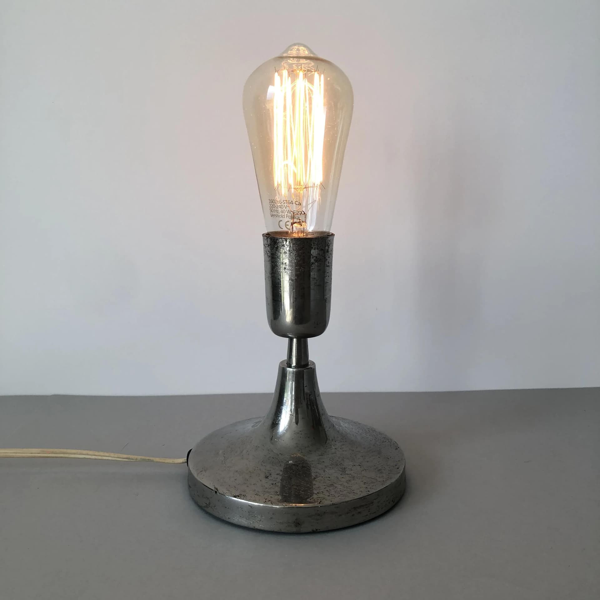 Bedside Lamp LN-3, silver, chrome steel, Poland, 1970s. - 17693