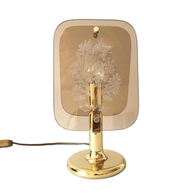 Lampka nocna, złocony mosiądz, stal, szkło, Sölken Leuchten, Niemcy, lata 70. - WYMIARY