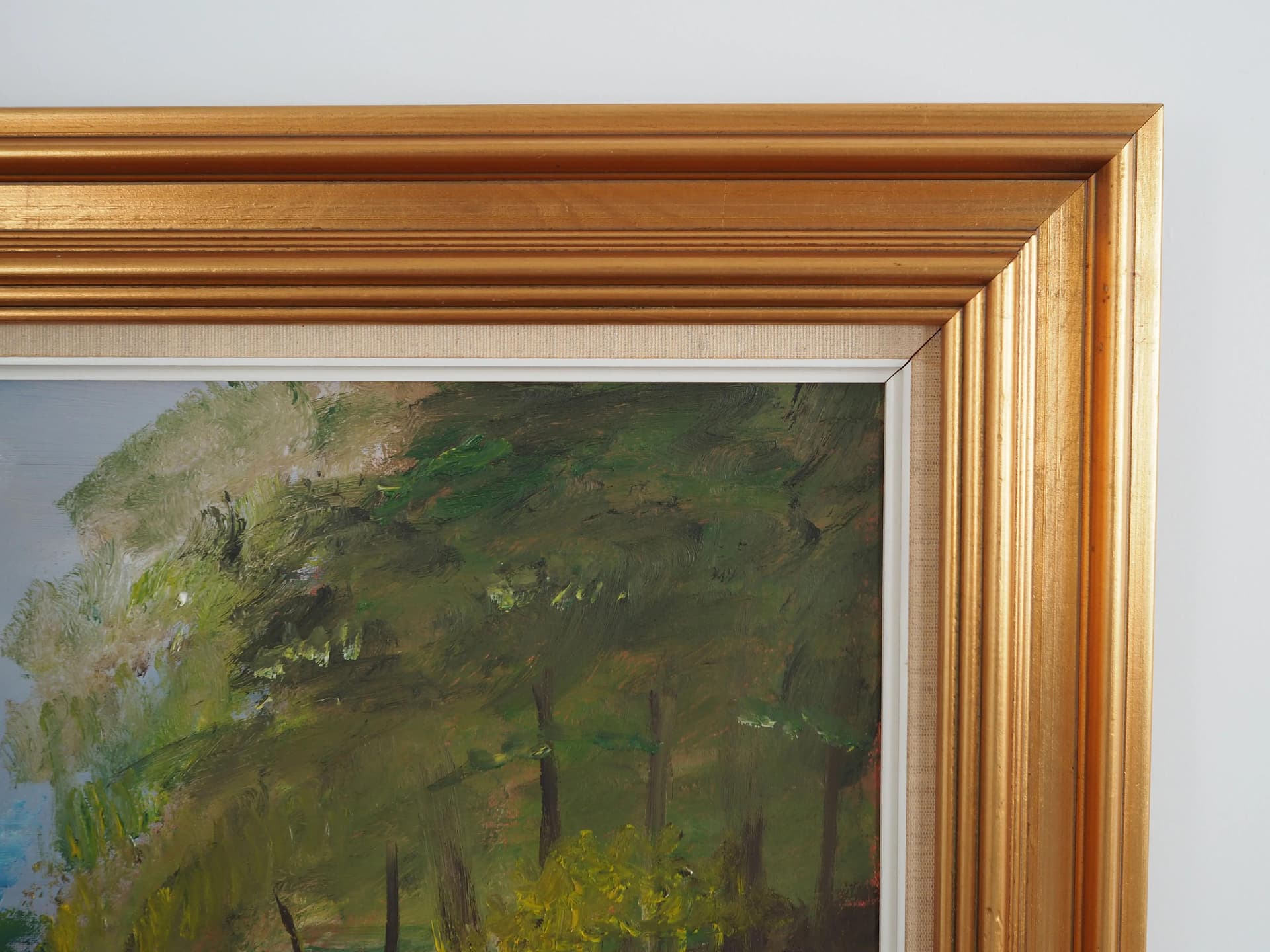 Obraz Złamane drzewo, zielony, olej na płótnie, Polska, lata 70. - 17426