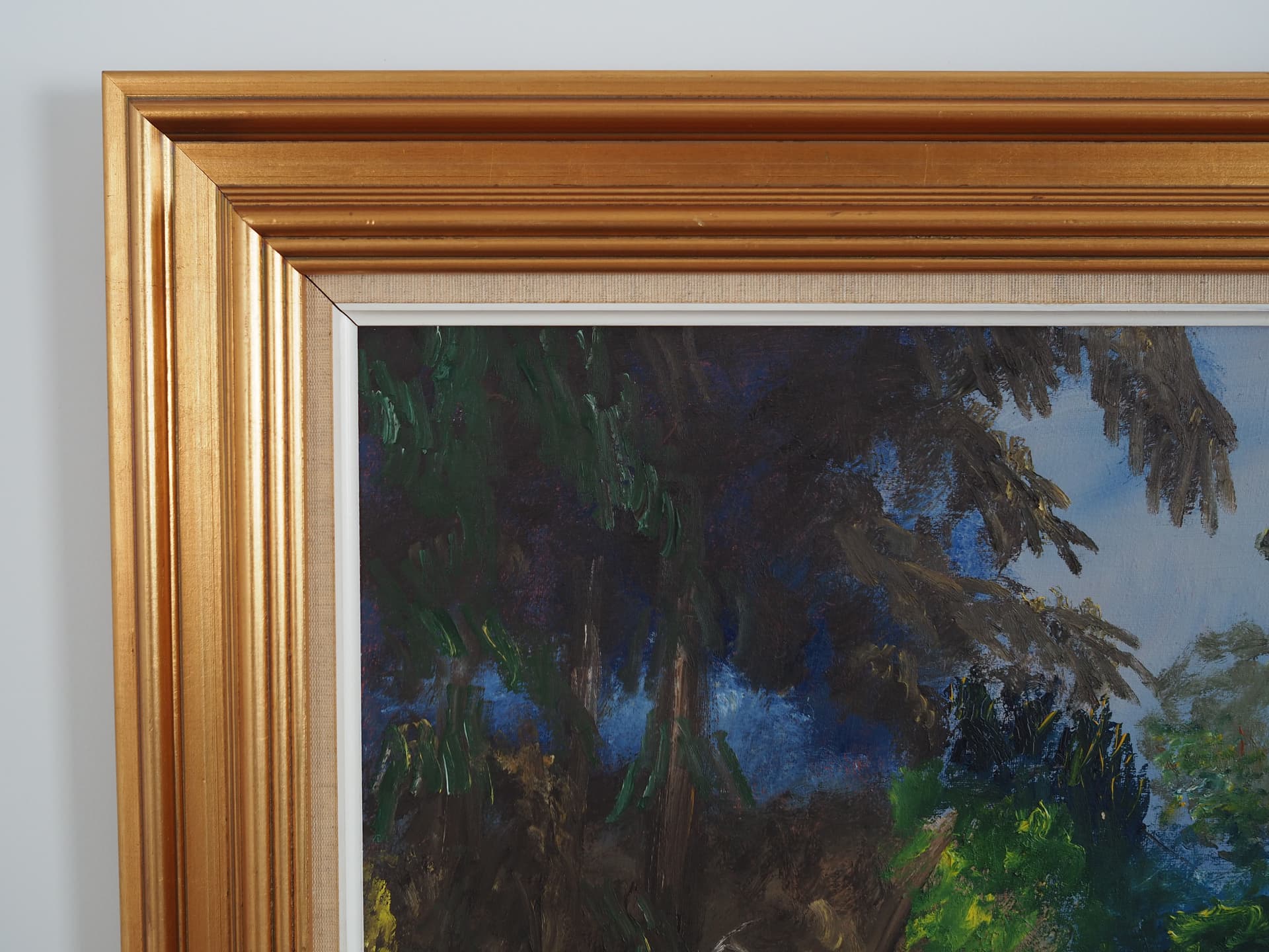 Obraz Złamane drzewo, zielony, olej na płótnie, Polska, lata 70. - 77532