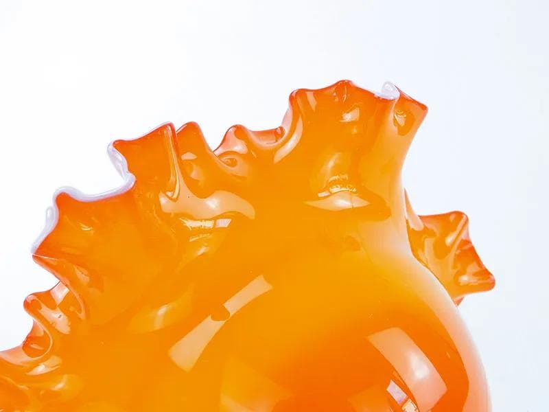 Wazon z kryzą, pomarańczowy, szkło, proj. L. Fiedorowicz, Polska, lata 80. - 17095