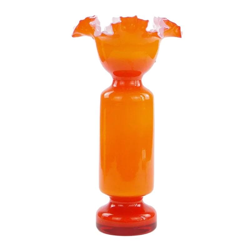 Wazon z kryzą, pomarańczowy, szkło, proj. L. Fiedorowicz, Polska, lata 80.