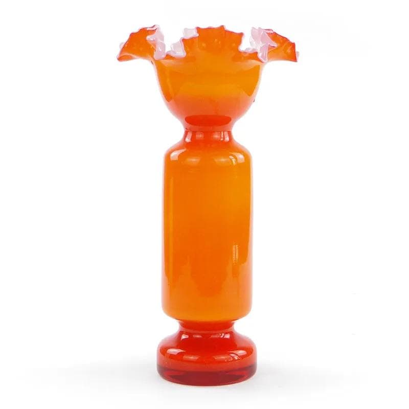 Wazon z kryzą, pomarańczowy, szkło, proj. L. Fiedorowicz, Polska, lata 80. - 17088