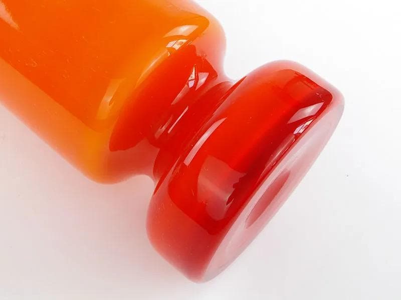 Wazon z kryzą, pomarańczowy, szkło, proj. L. Fiedorowicz, Polska, lata 80. - 17096