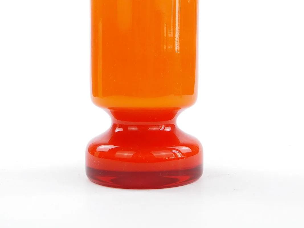 Wazon z kryzą, pomarańczowy, szkło, proj. L. Fiedorowicz, Polska, lata 80. - 17092