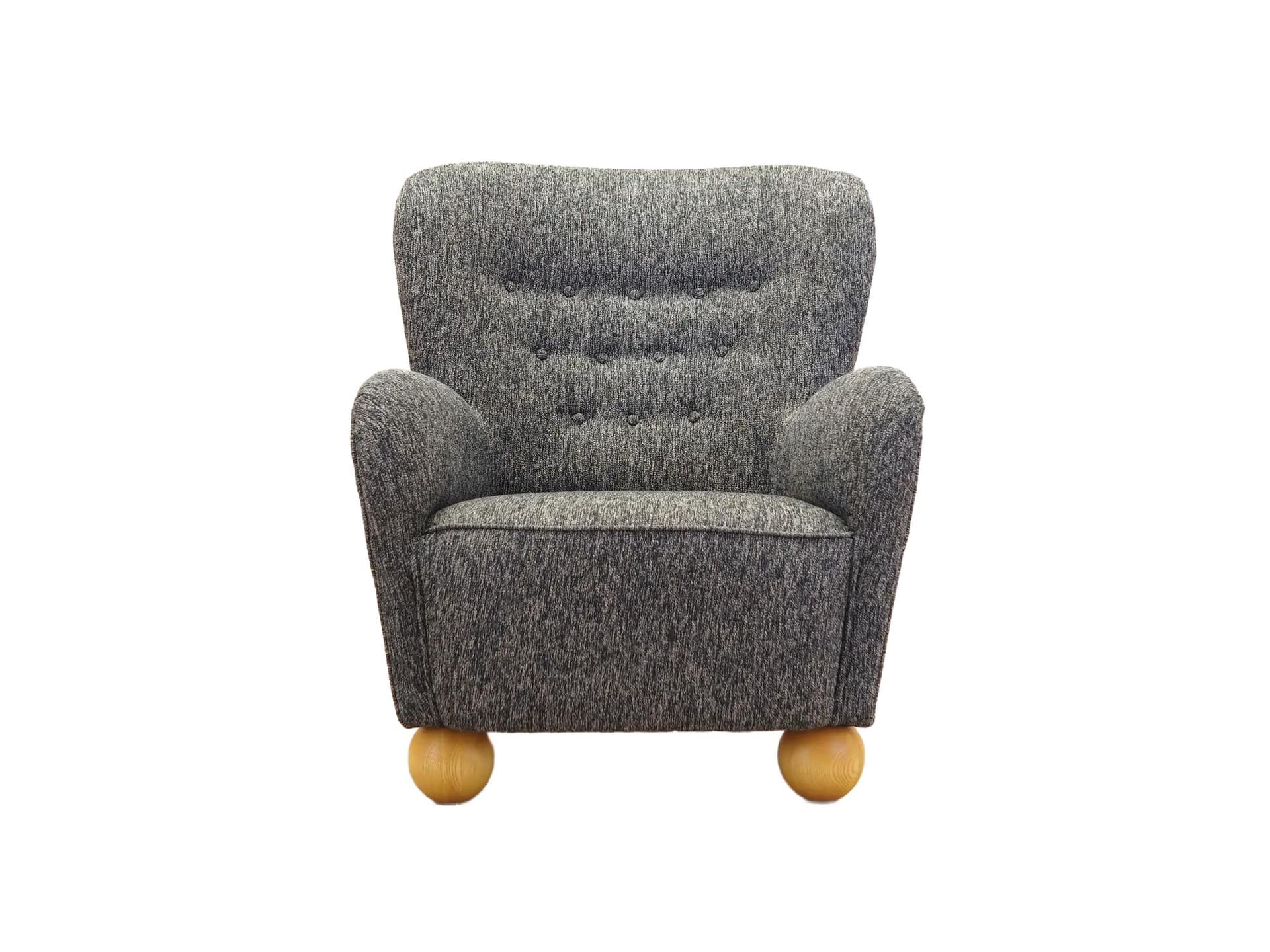 Armchair, Scandinavian design, grey, wood, Denmark, 1960s.