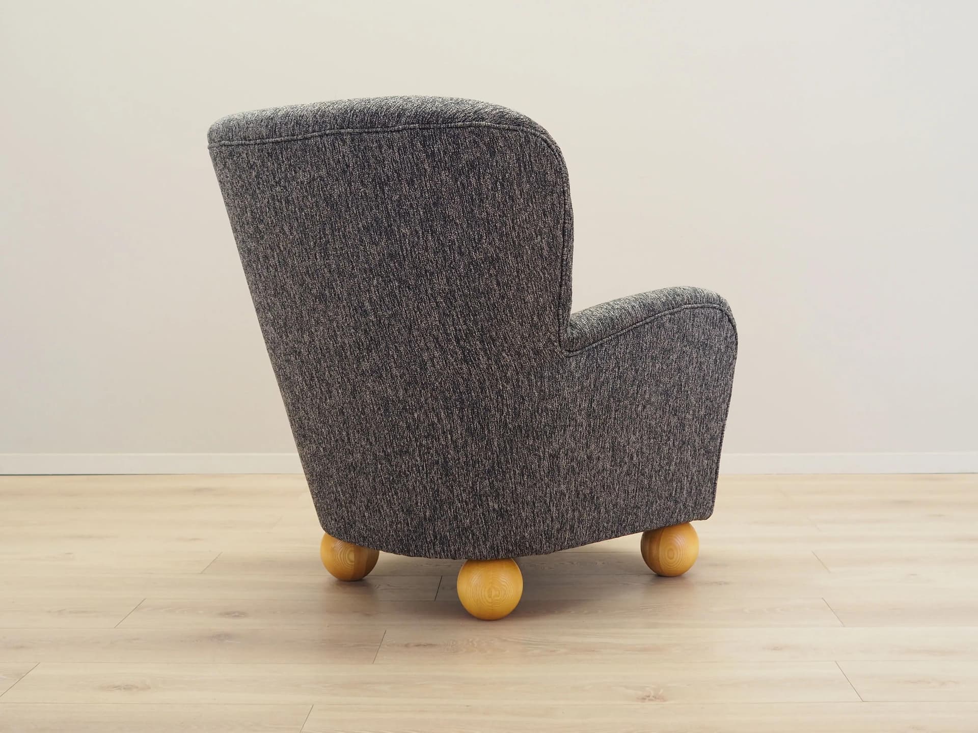 Armchair, Scandinavian design, grey, wood, Denmark, 1960s. - 17392