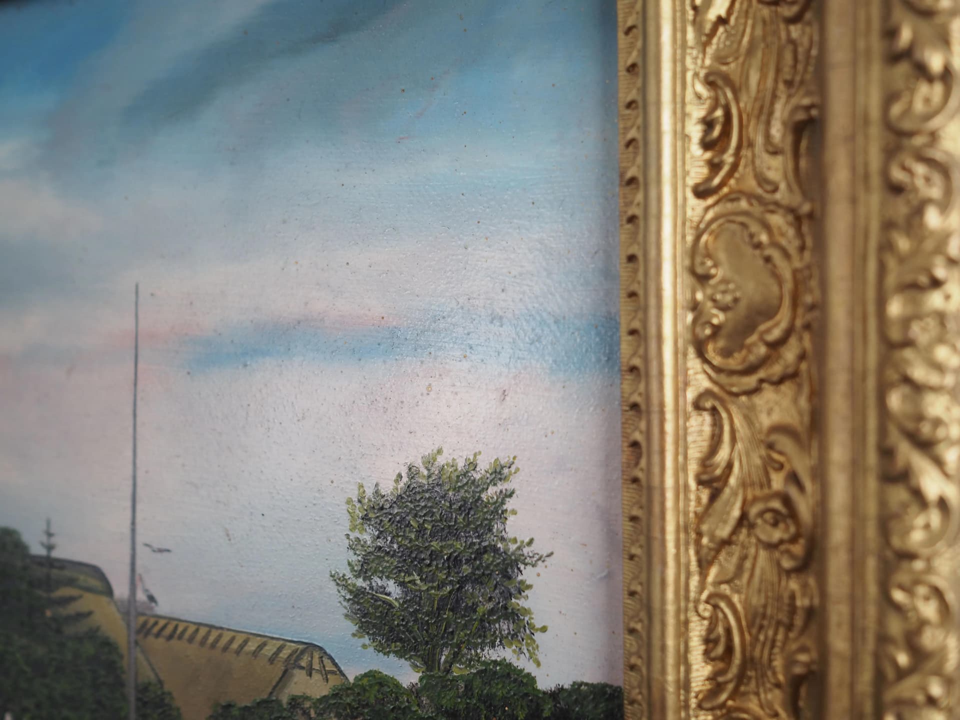 Oil painting Gospodarstwo, Scandinavian realism, multicolor, board wood, Sweden, 1970s. - 17382