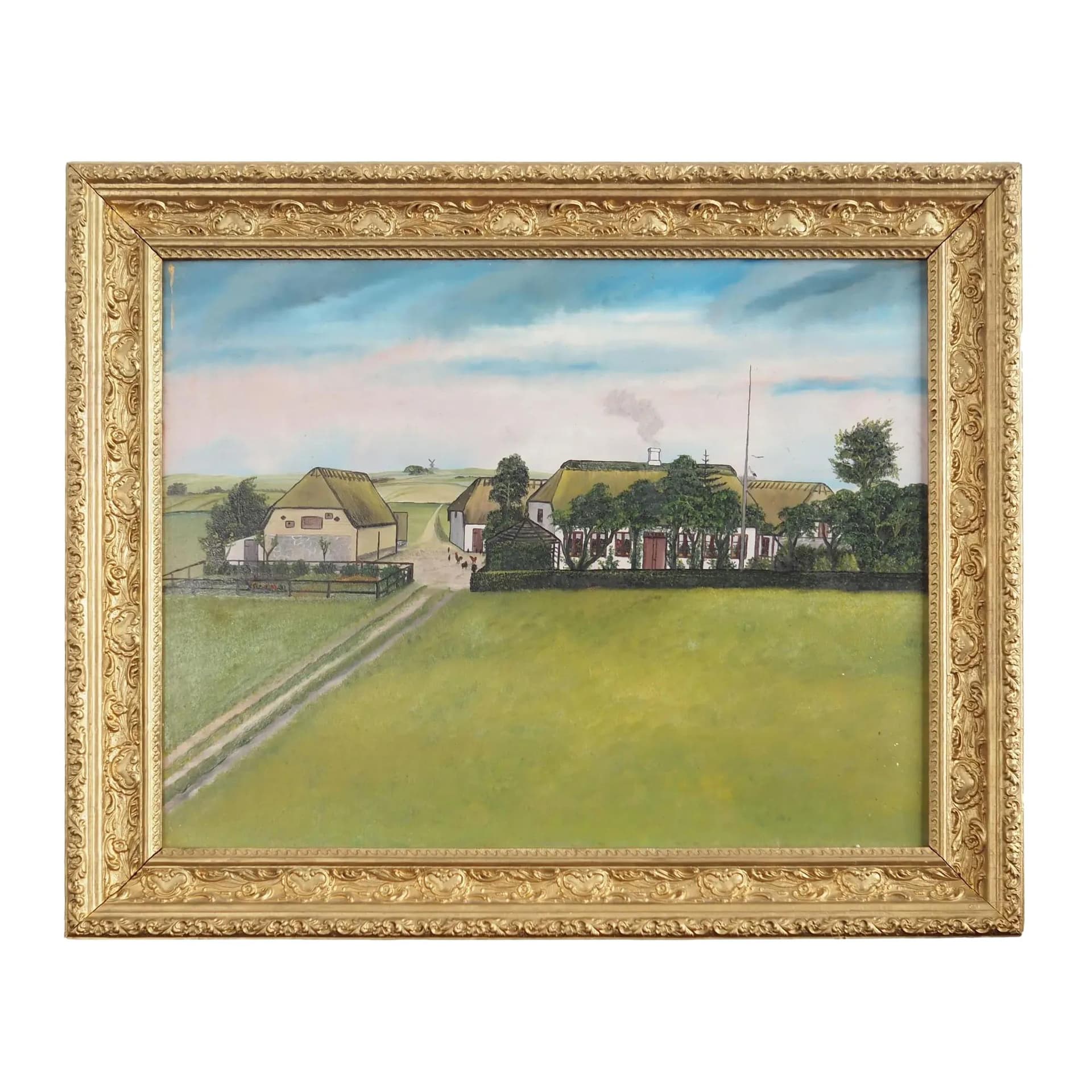 Oil painting Gospodarstwo, Scandinavian realism, multicolor, board wood, Sweden, 1970s.