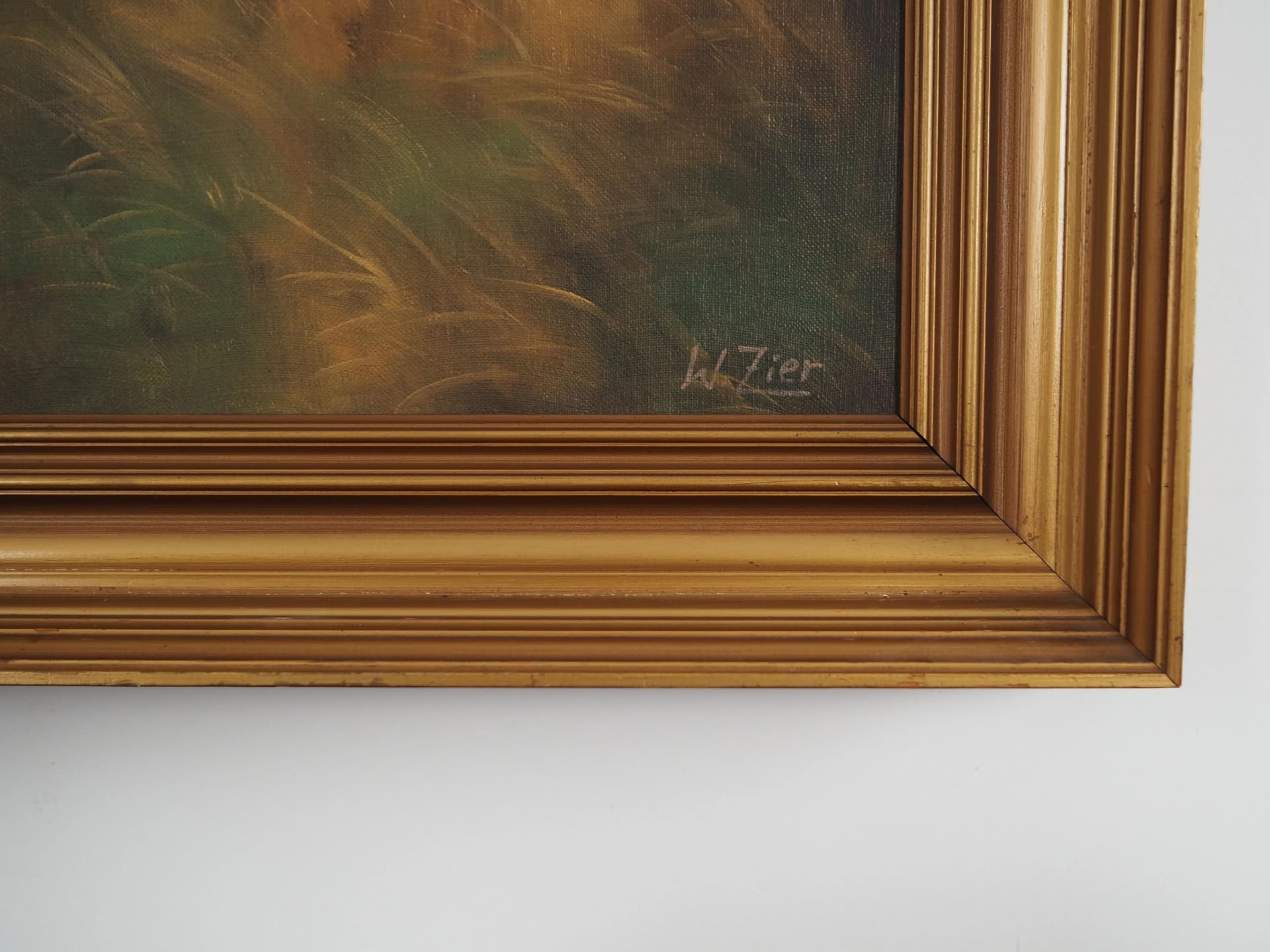 Painting, brown, oil on canvas, wood frame, by W. Zier, Denmark, 1960s - 17337