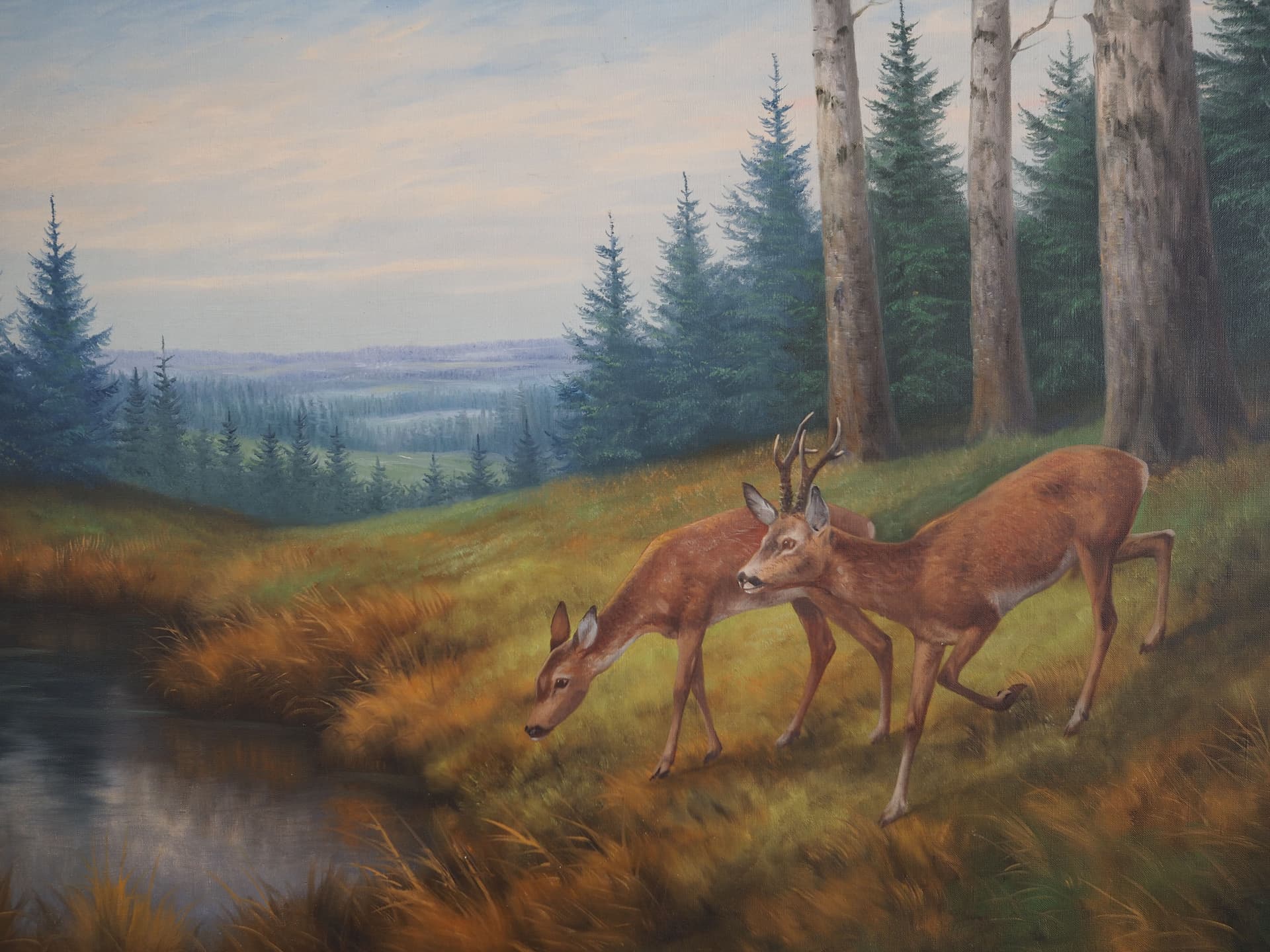 Painting, brown, oil on canvas, wood frame, by W. Zier, Denmark, 1960s - 78254