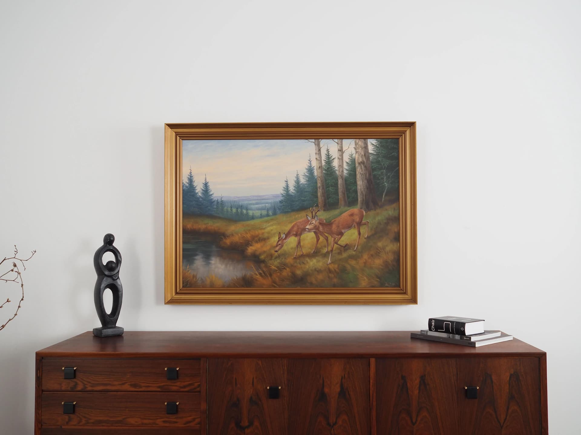 Painting, brown, oil on canvas, wood frame, by W. Zier, Denmark, 1960s - 17334