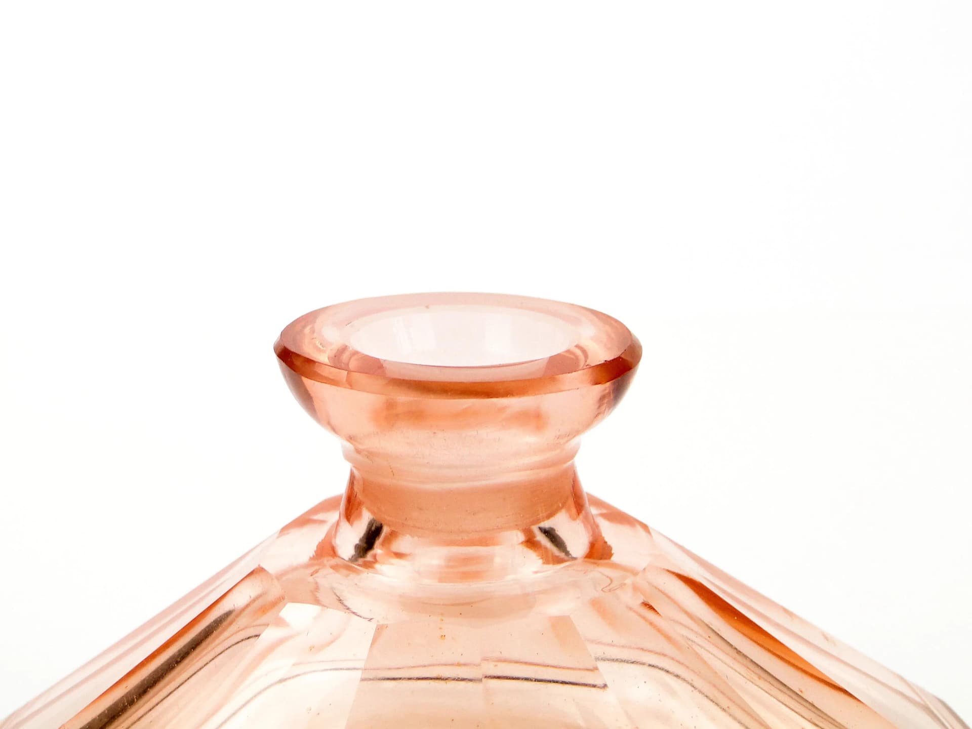 Flakon Art Deco, szkło kryształowe rozalinowy, Czechy, lata 30. - 17809