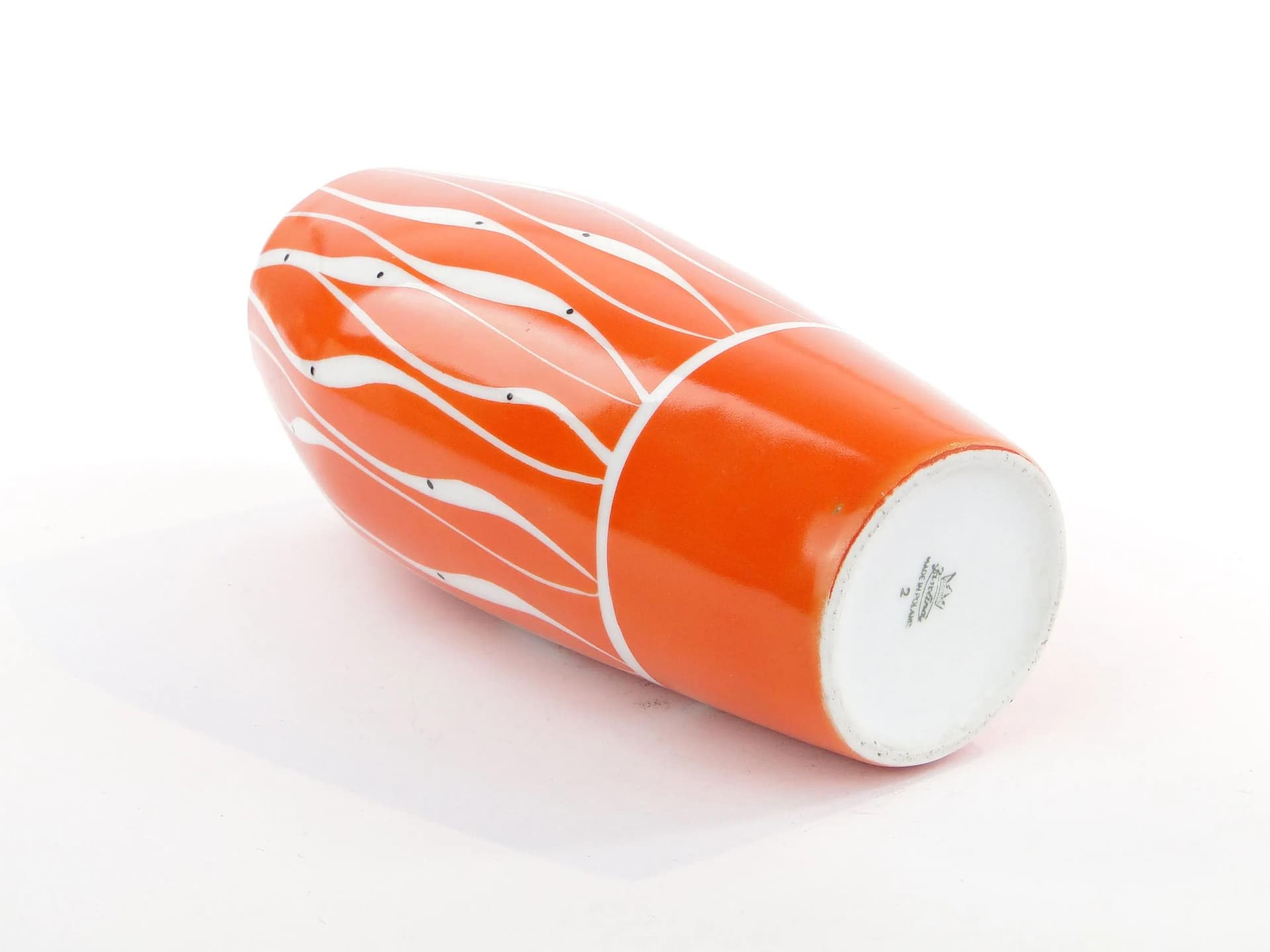 Wazon, pomarańczowy, porcelana, Polska, lata 60. - 17790