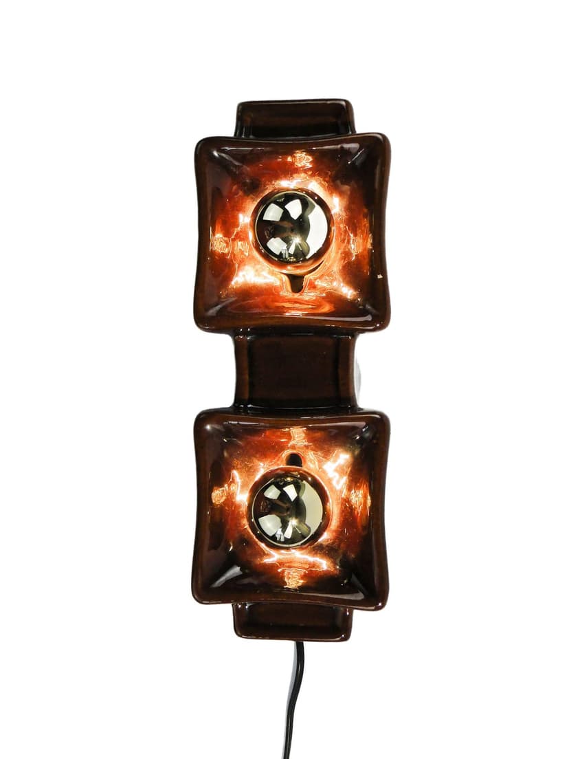 Wall sconce, dark brown ceramics, Germany, 1960s.