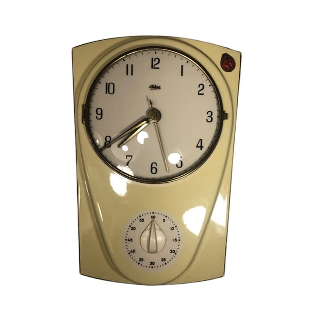 Zegar ścienny, ivory white, porcelana, Mehne, Niemcy, lata 50. - WYMIARY