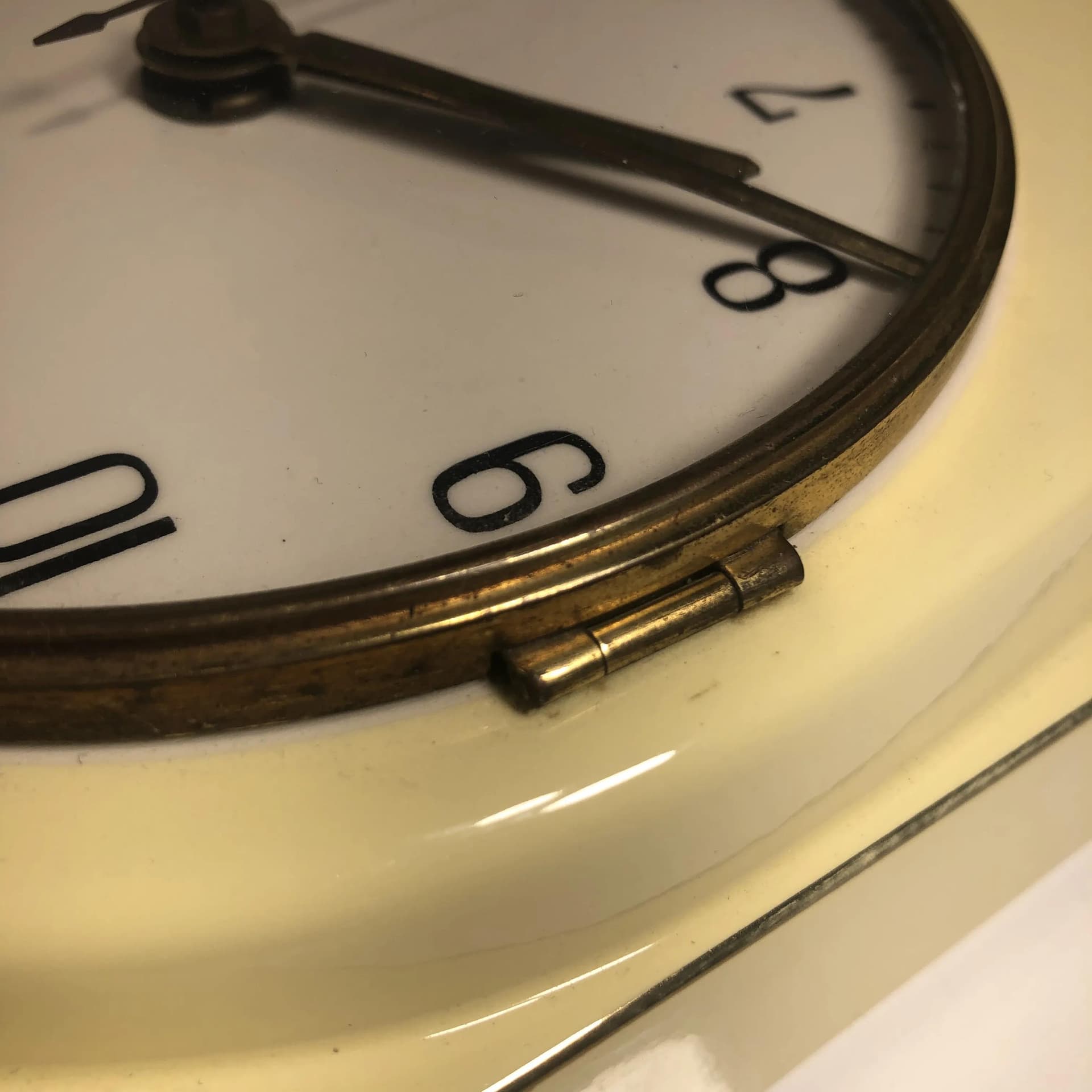 Zegar ścienny, ivory white, porcelana, Mehne, Niemcy, lata 50. - 17622