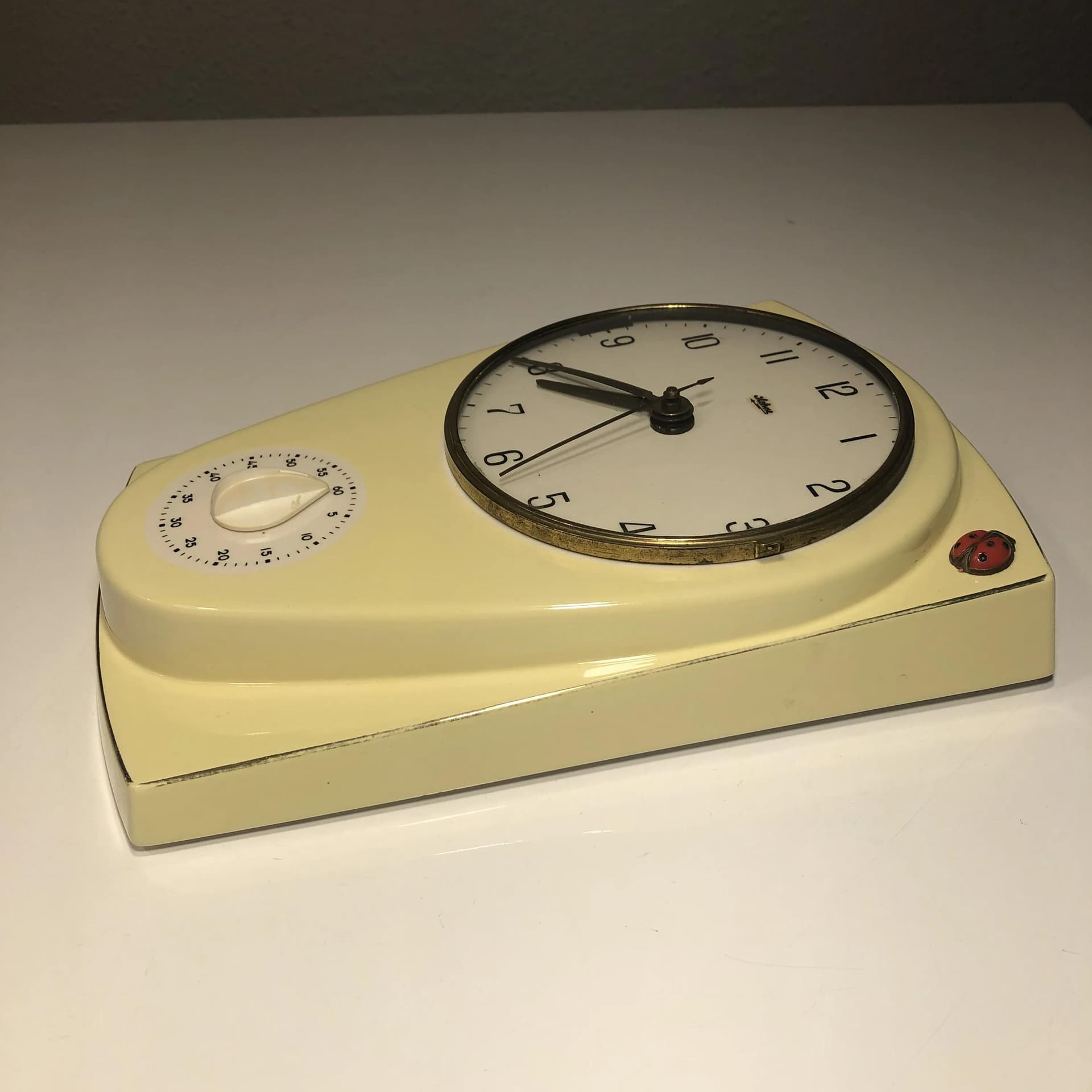 Zegar ścienny, ivory white, porcelana, Mehne, Niemcy, lata 50. - 17625