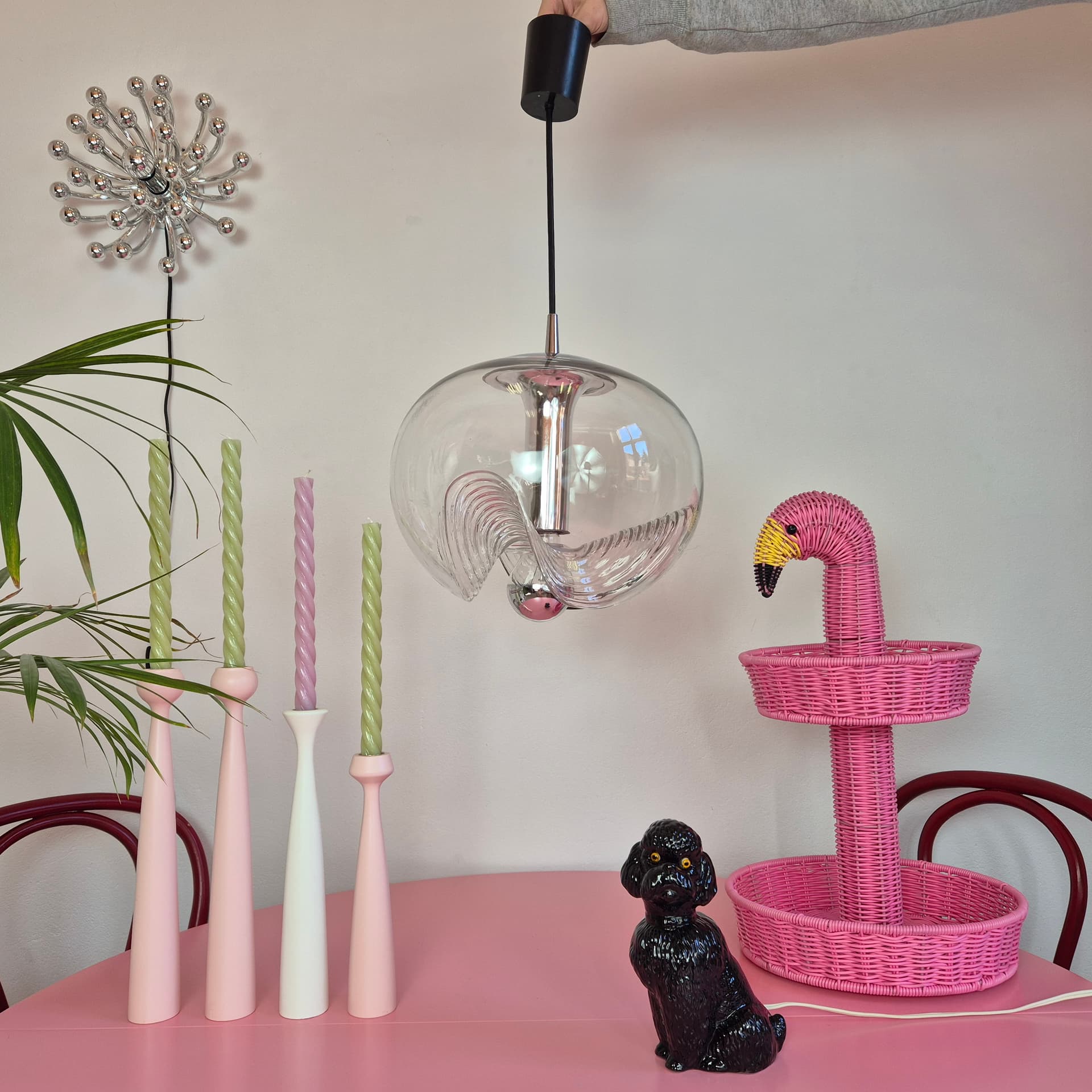 Lampa wisząca Futura, szkło transparentne, Peill+Putzler, Niemcy, lata 70. - 240026