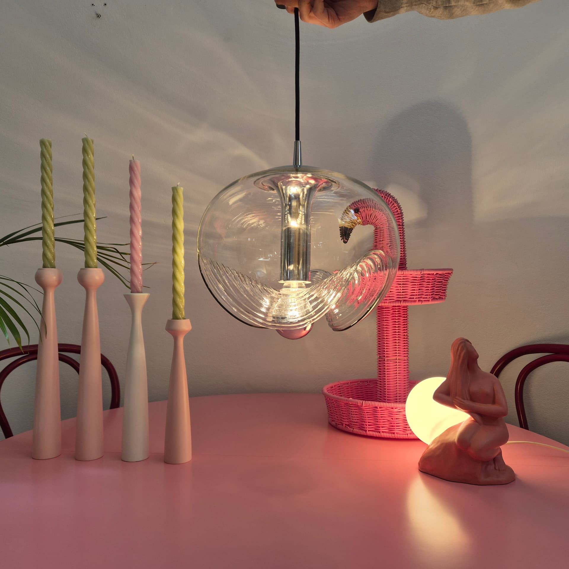 Lampa wisząca Futura, szkło transparentne, Peill+Putzler, Niemcy, lata 70. - 240024