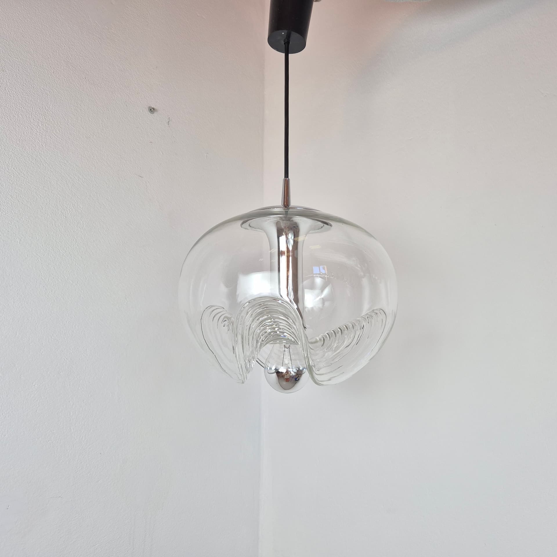 Lampa wisząca Futura, szkło transparentne, Peill+Putzler, Niemcy, lata 70. - 240017