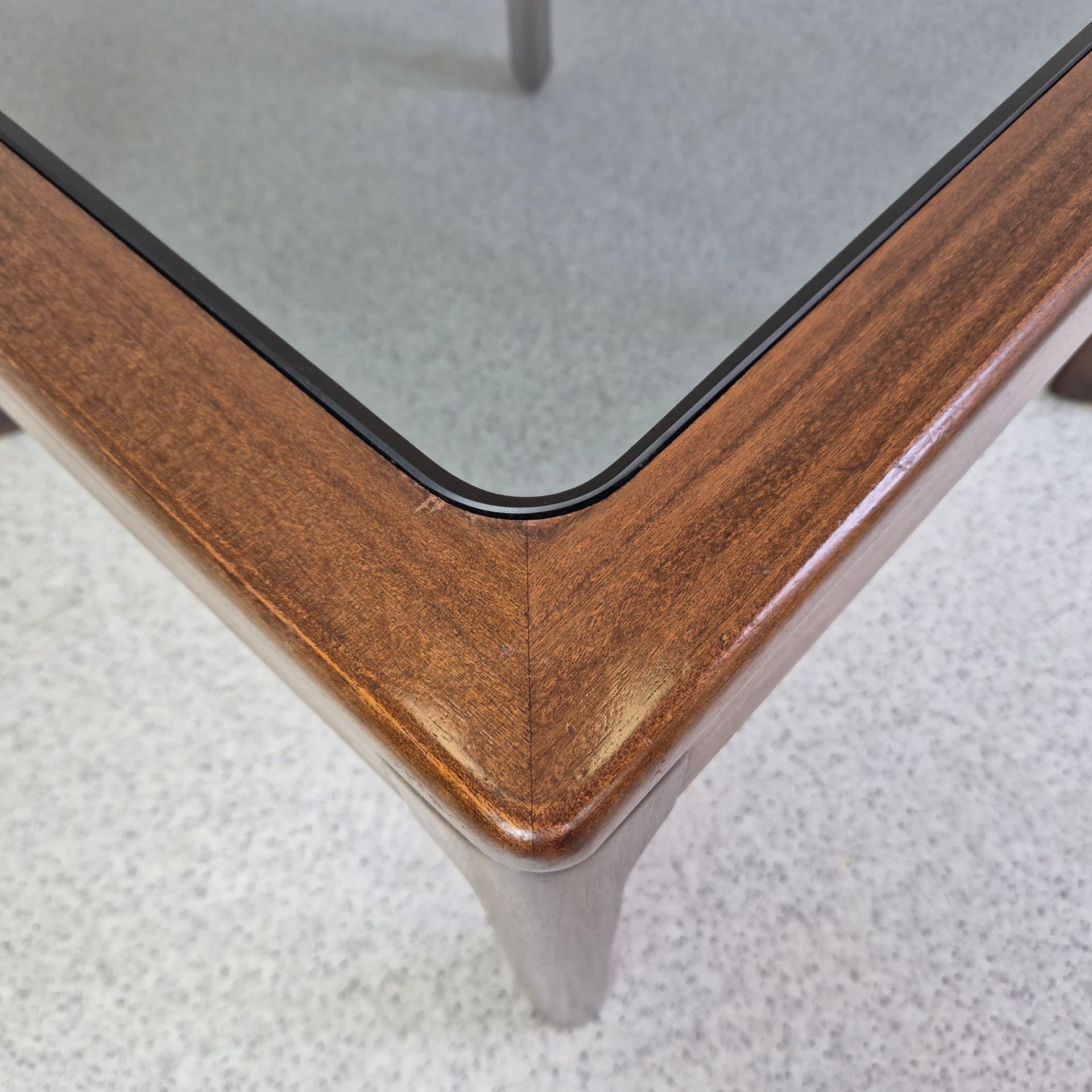 Stolik kawowy, palisander brązowy, szkło, Dania, lata 60. - 240038