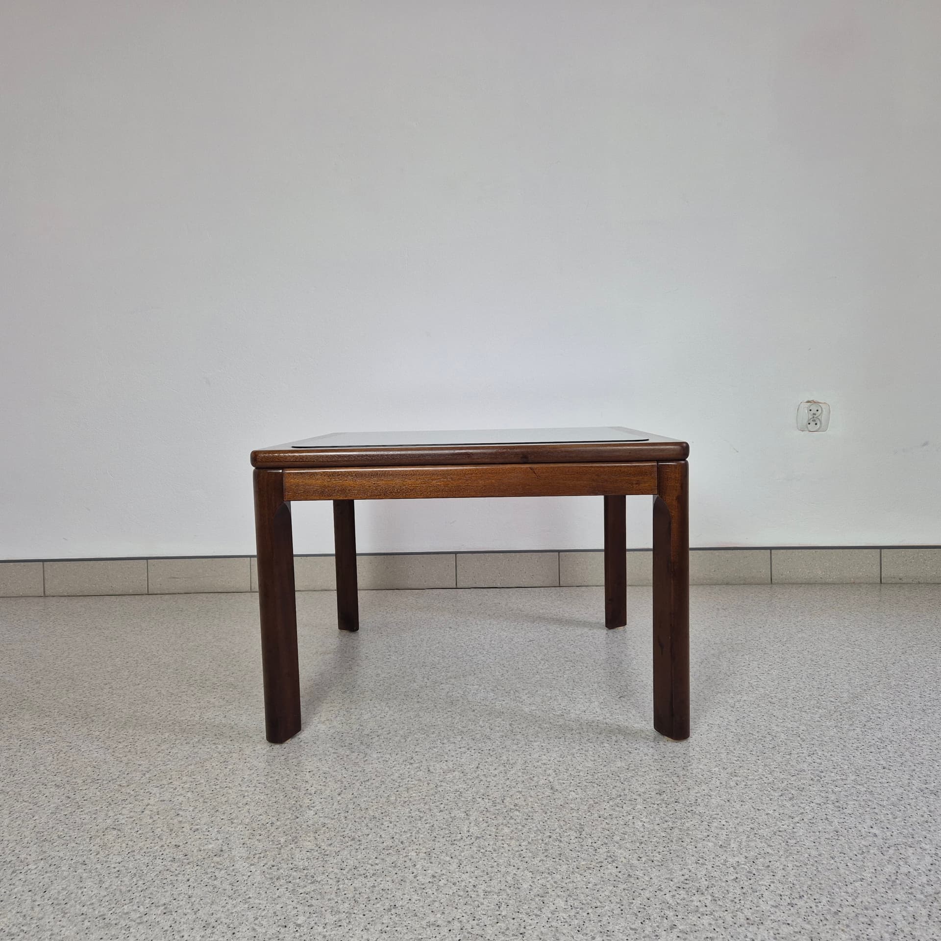 Stolik kawowy, palisander brązowy, szkło, Dania, lata 60. - 240035